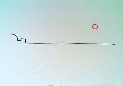 "REICHSTAG" (c) De Toys, 1.11.1998 (Edding auf Bettlaken 140 x 220 cm, gelocht)