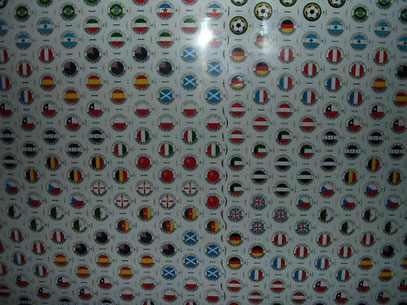 Blech mit den Dinkelacker WM Kronis 1982. --- Unpunched sheet with 1982 soccer/football set.