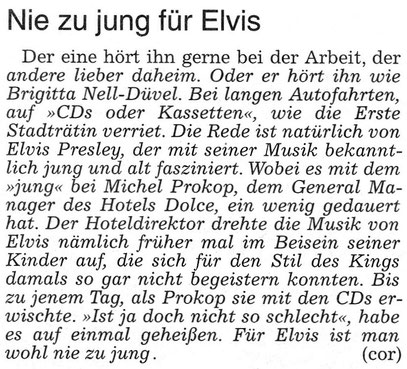 Bad Nauheim: Nie zu jung für Elvis, WZ 22.08.2015, Text: Corinna Weigelt