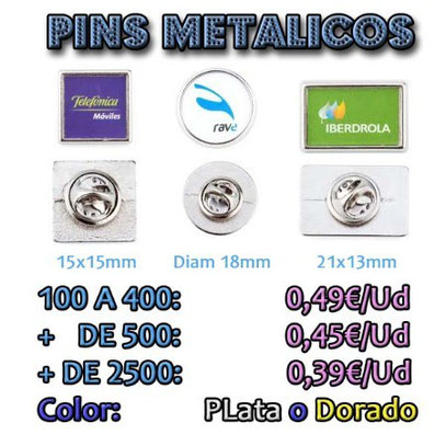 pins personalizados, pins cuadrados, pins redondos, pins rectangulares