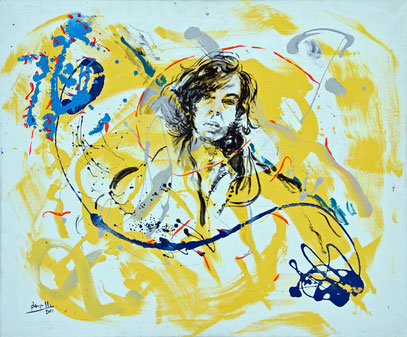 SURGIO DEL AMARILLO Y BLANCO, acrylique sur toile, 100 x 120 cm, 2001