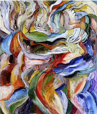 L'ENCHAINEMENT CONTINU, huile sur toile, 100 x 120 cm, 1984