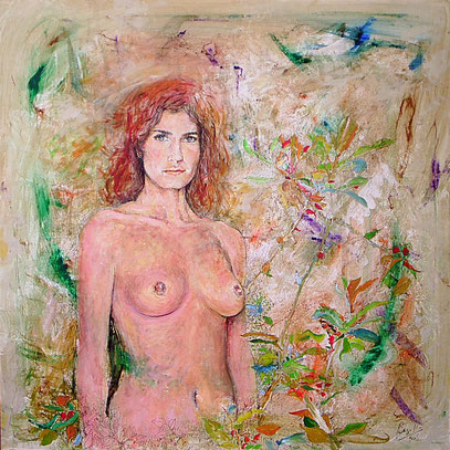 DESMAYA EN LA ARENA, acrylique sur toile, 100 x 100 cm, 2006