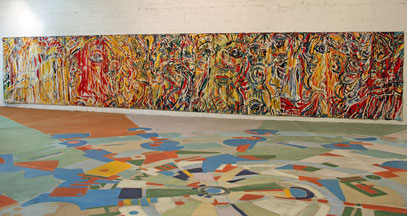 RITMO, acrylique sur toile, 12 m x 2.15 m, 1982