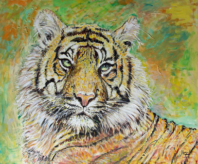 TIGRE DU BENGALE, acrylique sur toile, 120 x 100 cm, 2020