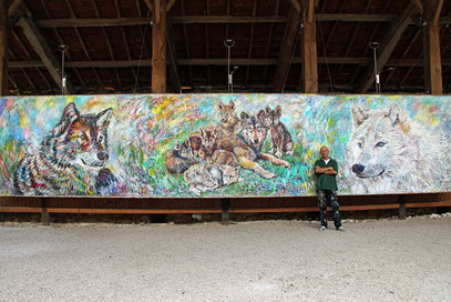 LOUPS, acrylique sur toiile, 10 m x 2.15 m, 2014