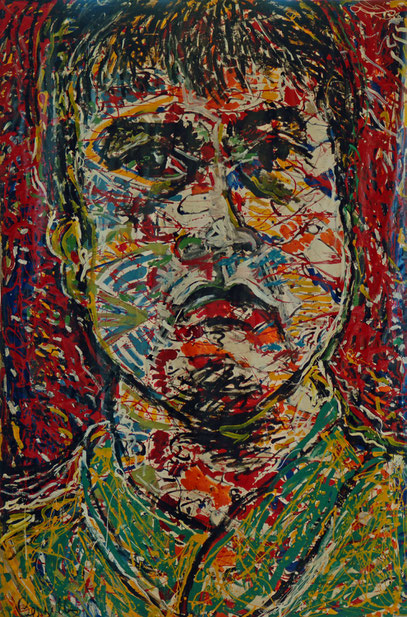 GUUS HIDDINK - L'ENTRAÎNEUR DE FOOTBALL, acrylique sur toile, 3.5 m x 4.2 m, 1998