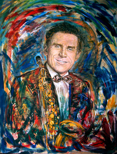 JEAN-MARIE LONDEIX - SAXOPHONIST, acrylique sur toile, 115 x 90 cm, 2007