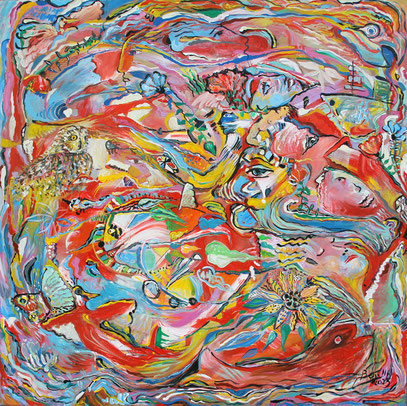 ÉNERGIE, 100 x 100 cm, acrylique sur toile, 2025