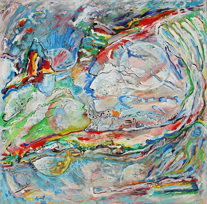 L'AUBE, acrylique sur toile, 100 x 100 cm, 2021