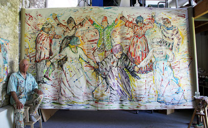 LA DANSE, acrylique sur toile, 10m x 2m15 - Partie Centrale, 2020