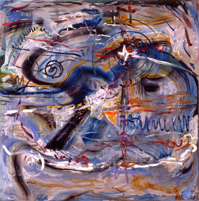 SENDERO AZUL, huile sur toile, 100 x 100 cm, 1992 