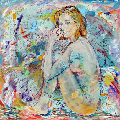 JEUNE FEMME, acrylique sur toile, 80 x 80 cm, 2020