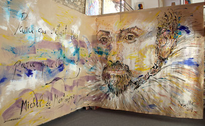 MICHEL DE MONTAIGNE, acrylique sur toile, 6.40 m x 3 m, 2017