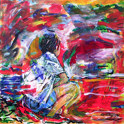 LA ESPERA, acrylique sur toile, 90 x 90 cm, 2006