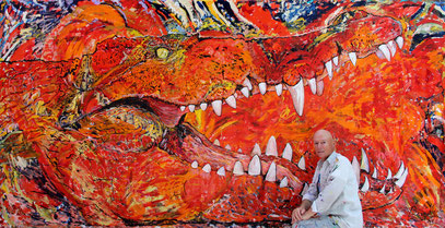 LE CROCODILE, acrylique sur toile, 4.20 m x 2.16 m, 2014