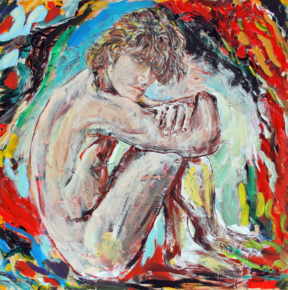 JEUNE HOMME, acrylique sur toile, 80 x 80 cm, 2020