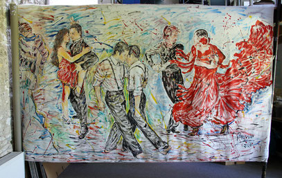 LA DANSE, acrylique sur toile, 10m x 2m15 - Partie Droite, 2020