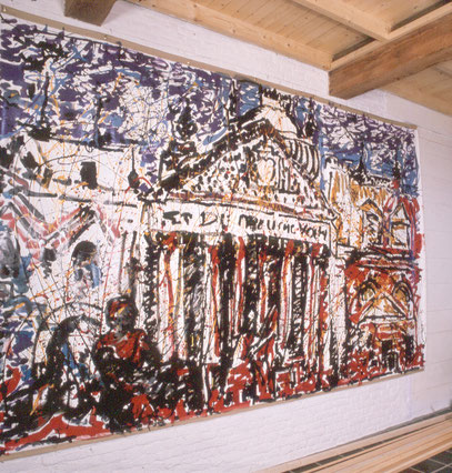 THE REICHSTAG ON FIRE, acrylique sur toile, 4 m x  2.20 m, 1982.