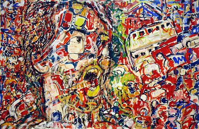 VILLE PANIQUE, acrylique sur toile, 3,50 m x 2,20 m, 2005