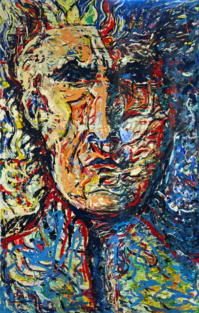 GERARD REVE - ÉCRIVAIN , acrylique sur toile, 3,5 m x 2,2 m, 1998