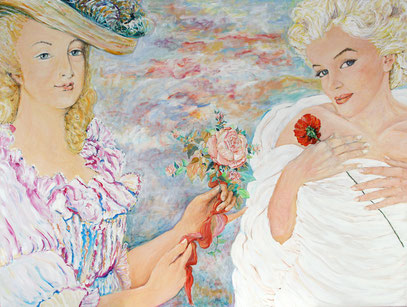 MARIE-ANTOINETTE ET MARILYN MONROE, acrylique sur toile, 200 x 150 cm, 2006