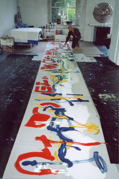 SIGNO, acrylique sous acétate, 11 m x 115 cm, 1990