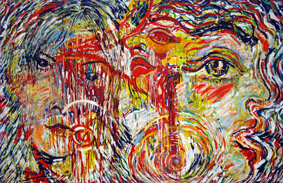 AMOR ET SACRIFICE, acrylique sur toile, 3.30 m x 2.20 m, 1985