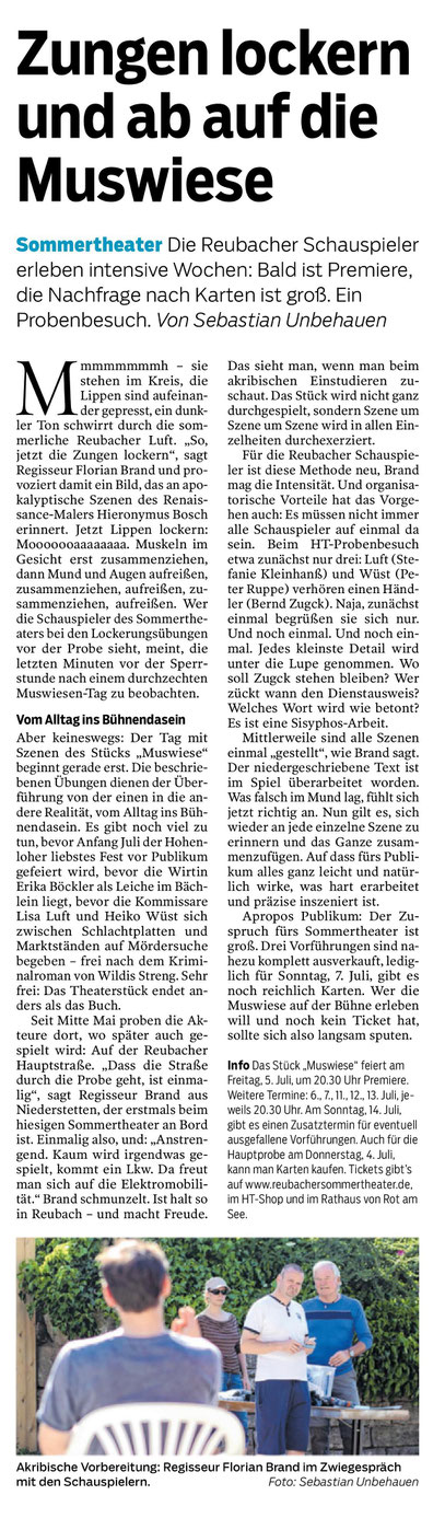 HT-Probenbesuch durch Redakteur Sebastian Unbehauen, 14. Juni 2019