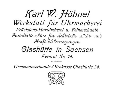 Briefkopf der Firma Höhnel um 1916