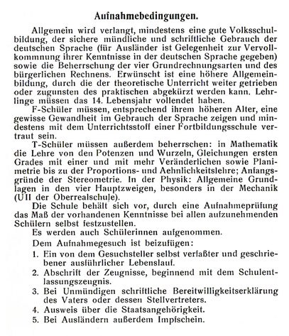 Quelle: Taschenbuch für die Besucher der Höheren Fachschule für Uhrmacherei und Feinmechanik Glashütte i. Sa. 1930