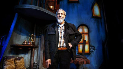 Yusuf Islam, formerly known as Cat Stevens, on the set of his new musical Moonshadow, at Melbourne's Princess Theatre yesterday