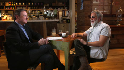 Yusuf / Cat Stevens with correspondent Anthony Mason. CBS News 