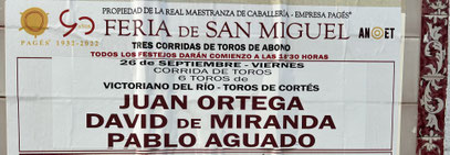 toros de Victoriano del Rio pour Juan Ortega, David de Miranda et Pablo Aguado