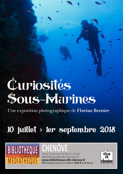 Curiosités sous-marines Expo photo Florian Bernier bibliothèque Chenôve