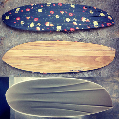 Asymmetrical surfboard paulownia wood