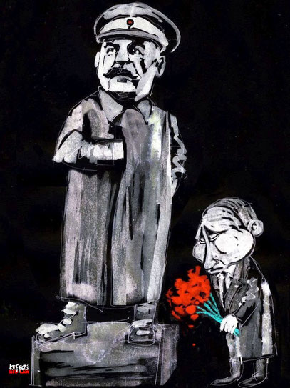 Heldenverehrung Stalin Putin cartoon