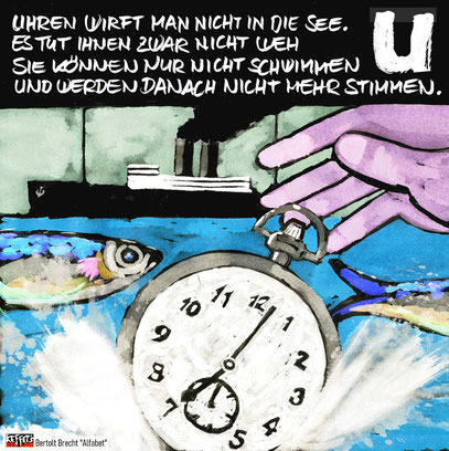Bertolt Brecht Alfabet Buchstabe U = Uhren