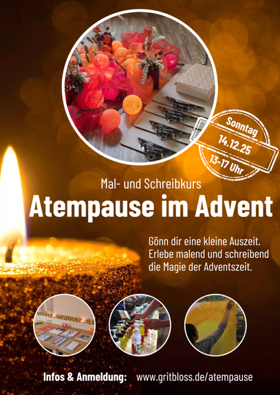 "Atempause im Advent": Mal- und Schreibkurs in Dresden und Stolpen Gogelmoschhaus mit Autorin Grit Bloß und Kunst- und Kreativtherapeutin Anke Hirsch