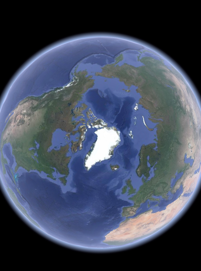 左隣がカナダ、右隣がノルウェー。Google Earth 