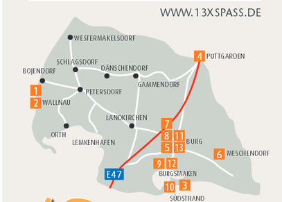 Standorte der Freizeittipps 13xSpass auf Fehmarn