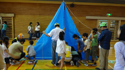 非常用三角テントつくり