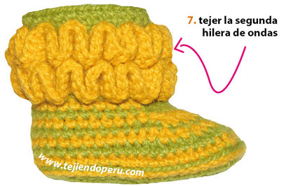 lino Recogiendo hojas Rendición Botitas con ondas bebe (wiggle crochet booties) - Tejiendo Perú