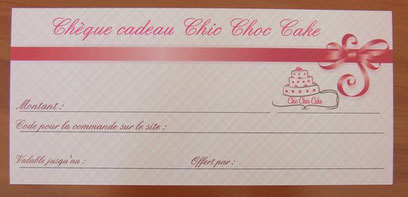 Chèque cadeau Chic Choc Cake boutique en ligne cake design et patisserie, idée cadeau Noël, idée cadeau fêtes de fin d'année, idée cadeau anniversaire