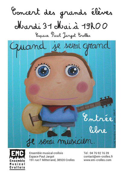 Ecole de musique EMC à Crolles - Grésivaudan : affiche du concert des grands élèves mai 2016