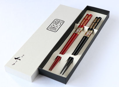 輪島塗 箸 桐箱二膳入 手彫 沈金 桜 うるし 漆 ペア わこう 漆器 和幸 金沢百番街 あんと