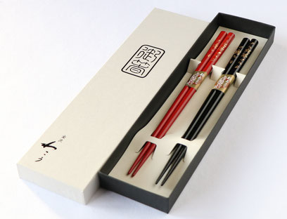 輪島塗 箸 桐箱二膳入 手彫 沈金 桜 うるし 漆 ペア わこう 漆器 和幸 金沢百番街 あんと