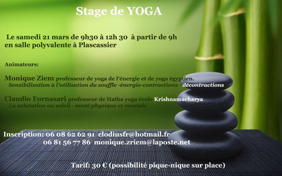 Stage de Yoga 21 mars 2015 à Plascassier