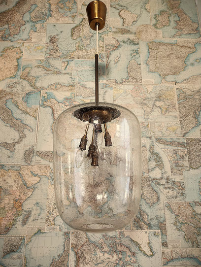 Große mundgeblasene vintage Pendelleuchte 
