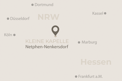 Kartenansicht NRW/Hessen mit größeren Städten, um die Lage des Ferienhauses zu zeigen